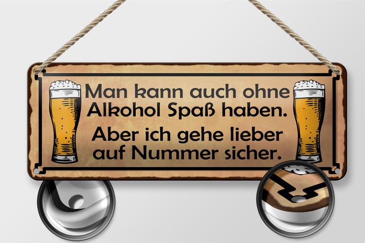 Blechschild Spruch 27x10cm kann auch ohne Spass Dekoration