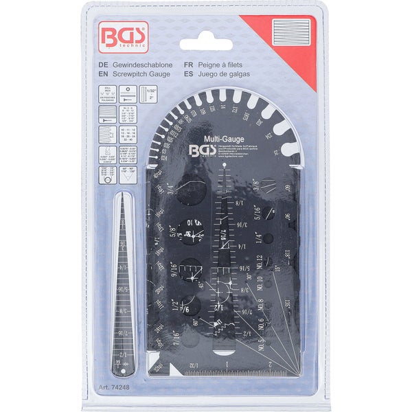 BGS Technic Gewindeschablone zur Bestimmung von Gewindegrößen