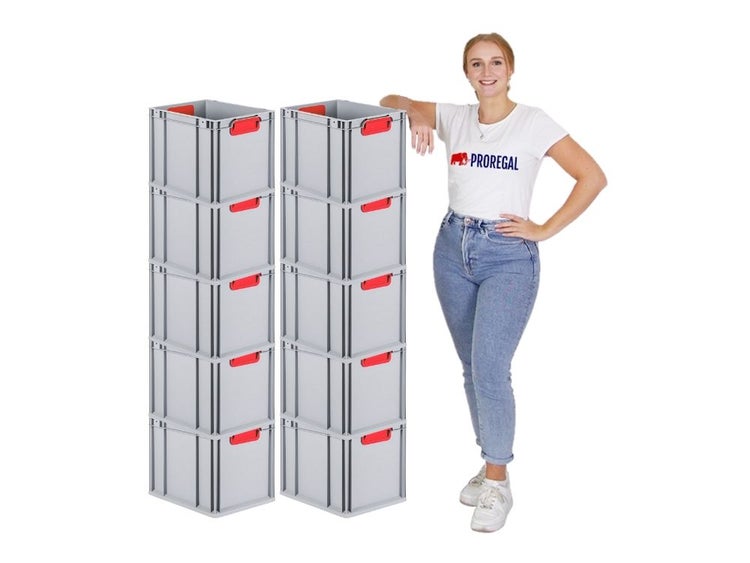 PROREGAL Eurobox Nextgen Color HxBxT 32 x 30 x 40 cm 30 Liter Griffe Rot Geschlossen Glatter Boden Eurobehälter Transportbox