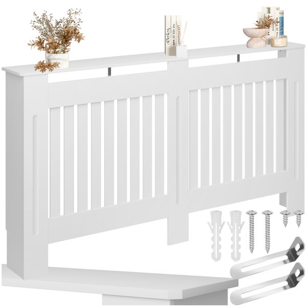 Heizkörperverkleidung mit Dekorationsartikeln und Befestigungsmaterial