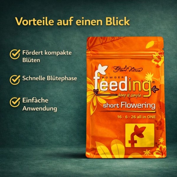 Green House Powder Feeding Short Flowering Pflanzennahrung für eine kompakte Blüte und schnelle Blütephase