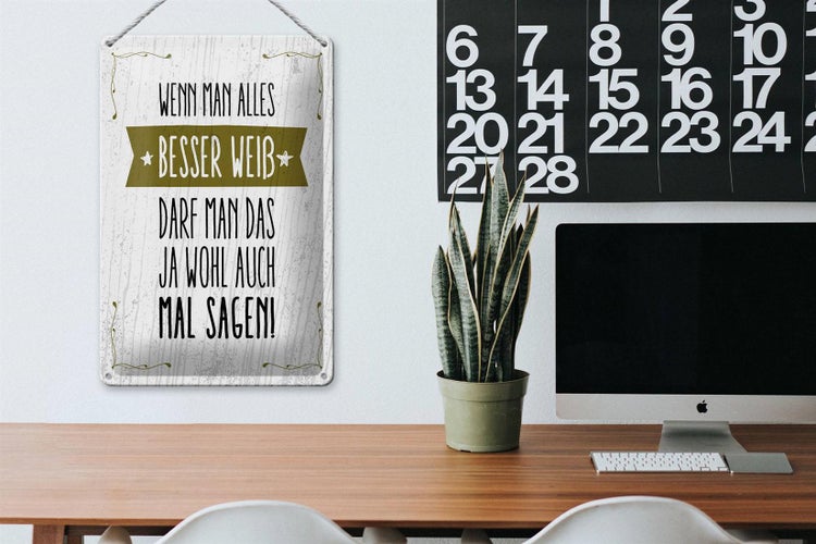 Blechschild Spruch Wenn man alles besser weiß sagen 20x30cm