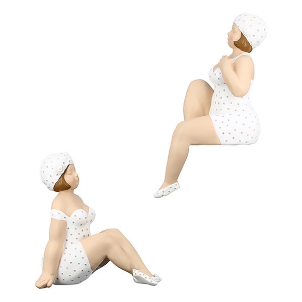 Kantensitzerfiguren GILDE 2er Set BECKY Frau weiß Höhe 31cm Kunstharz