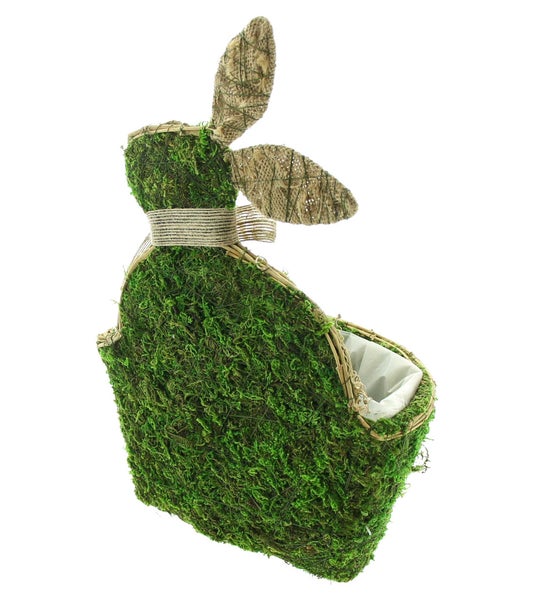 FRANK FLECHTWAREN | Moospflanzer Hase, MOOS, METALL, JUTE, KUNSTSTOFF, 23 x 15 x 33 cm