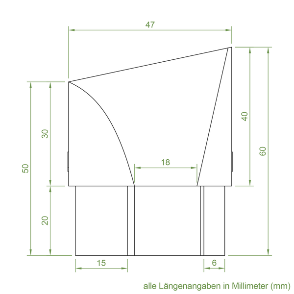 Technische Zeichnung mit Maßangaben in Millimeter