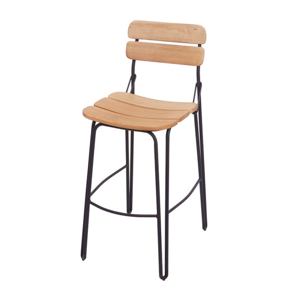 Barhocker mit Holz-Sitzfläche und Metallgestell