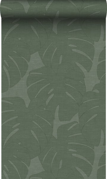 Origin Wallcoverings Tapete Blätter in Leinen-Optik Grün - 53 cm x 10.05 m - 347762