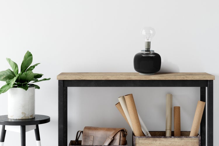 Dekorative Tischlampe Schwarz Silber, Nachttisch Wohnzimmer Lampe 25 cm | Wohnzimmer Esszimmer Leuchte