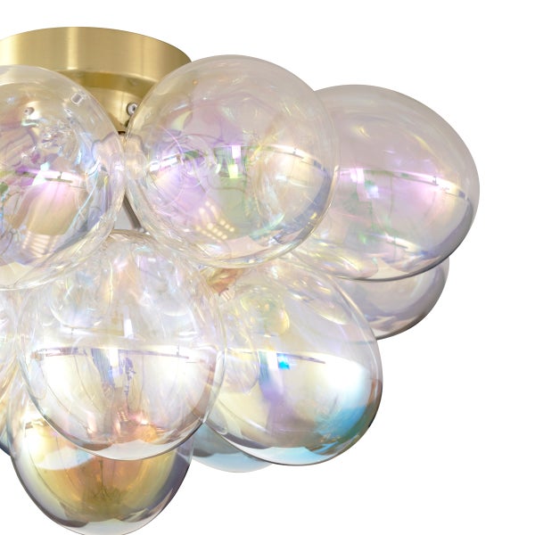 Deckenleuchte mit transparenten Glasschirmkugeln