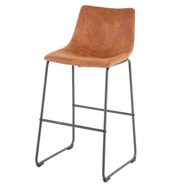Barhocker mit Sitzfläche und Rückenlehne aus Kunstleder und Metallgestell