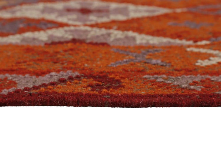 Kelim Teppich Rostrot aus Wolle Pierre Green Looop 80x150 cm