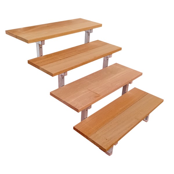 BALI Gartentreppe, Außentreppe, Terrassentreppe  Stahl H71cm - 4 Bankirai Hartholz Stufen B100cm