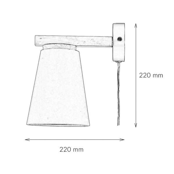 Technische Zeichnung einer Wandleuchte mit den Maßen 220 mm