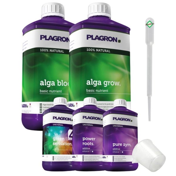 Plagron Bio XL 5-Teiliges Dünger Set – Natürliche Nährstoffpower für kräftiges Wachstum & Blüte | Für Orchideen, Bonsai, Gemüse & mehr, inklusive Alga Bloom, Grow, Power Roots, Pure Enzym & Green Sensation