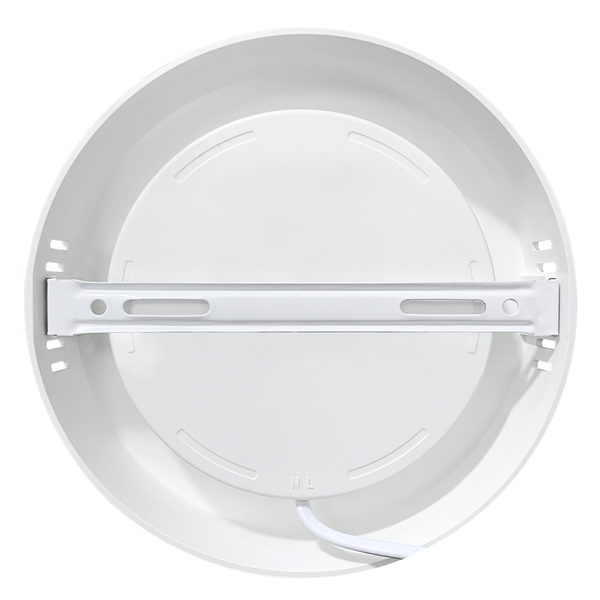 Runde LED-Deckenleuchte, Innenansicht mit Halterung