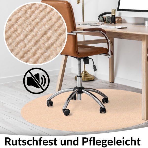 Bodenschutzmatte NEMESIS selbsthaftend für Hartboden Creme Rund: 120cm