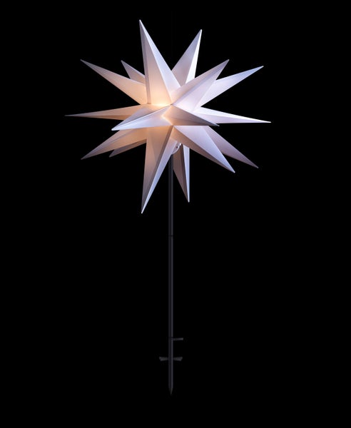 Sterntaler Dekostern | Weihnachtsstern Kunststoff | 18-Zacker | Faltstern mit Ständer | 100cm | Außen | LED | Netzstecker