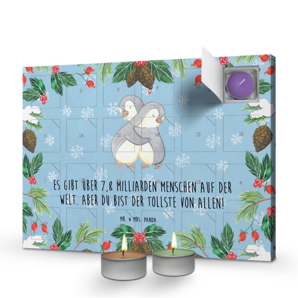 Mr. & Mrs. Panda Duftkerzen Adventskalender Pinguine Kuscheln - Blau Pastell