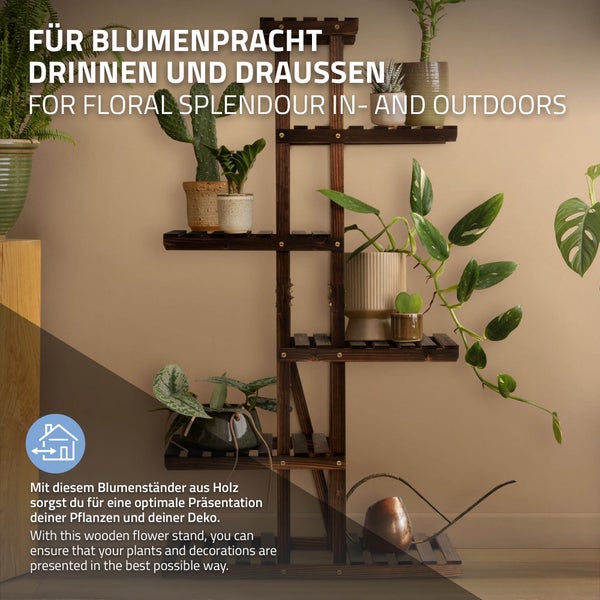 ML-Design Blumenregal aus Holz, 75x27,5x140 cm, Pflanzenregal 6 Ebenen, Blumentreppe 6 Etagen, Pflanzentreppe, Pflanzenständer, Gartenregal Draußen, Blumenständer für Balkon Wohzimmer Garten Outdoor