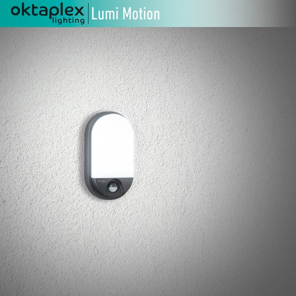 LED Aussenlampe Oval 3000K mit Bewegungsmelder IP54 10W 800Lm anthrazit elegante Aussenleuchte für Garten und Terrasse Ovallampe