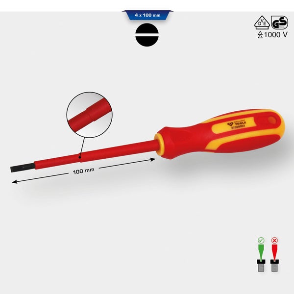 Schlitzschraubendreher 4 x 100 Millimeter mit GS Zeichen