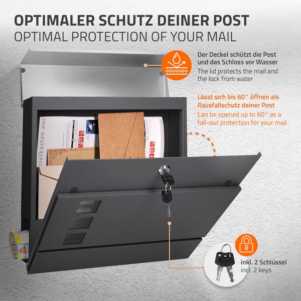 Geöffneter Briefkasten mit zwei Schlüsseln