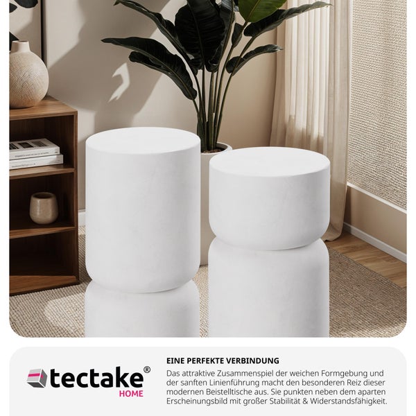 2er Set Beistelltisch  tectake Amine 28 x 54,5 cm  Chubby-Design weiß