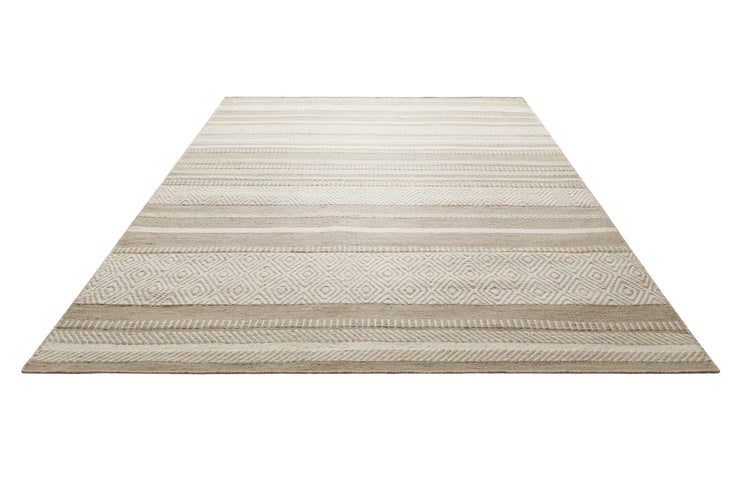 Kelim Teppich Beige Braun aus Wolle Dijon Green Looop 160x230 cm