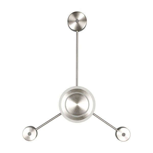 Dreiflammige LED Deckenleuchte aus gebürstetem Metall in moderner Sternform.