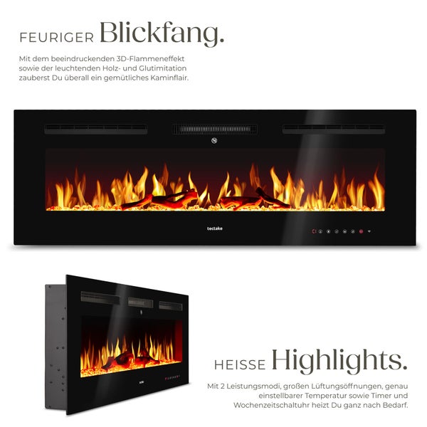 Elektrischer Kamin mit Flammeneffekt und Holzimitation