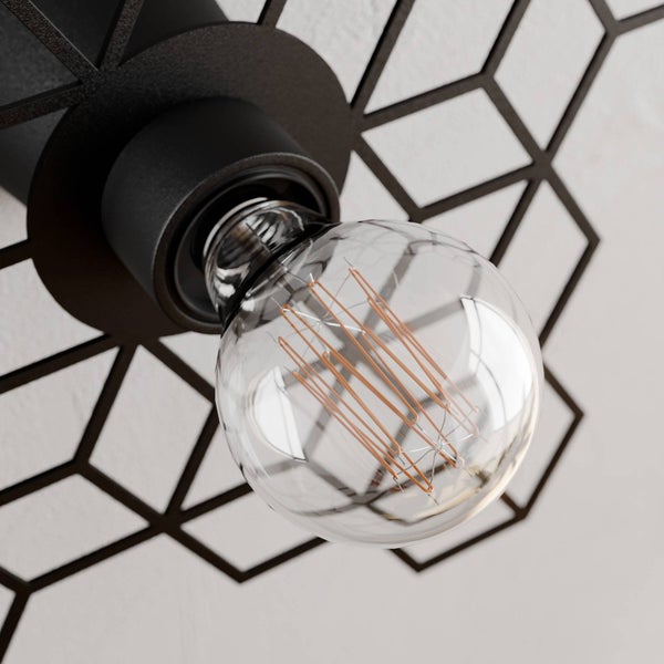 Deckenleuchte mit Glühbirne und geometrischem Design