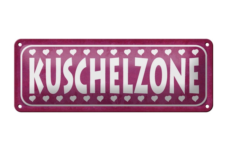 Blechschild Spruch 27x10cm Kuschelzone Herzen Dekoration