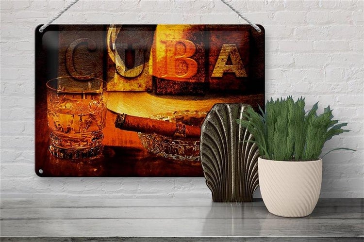 Blechschild Spruch 30x20cm Cuba Zigarre Rum Havanna