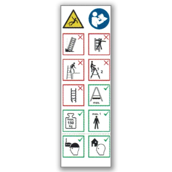 Layher Piktogrammetiketten für Anlegeleitern 1035, 1037, 1042, 1054, 1060, 1032 10er-Pack