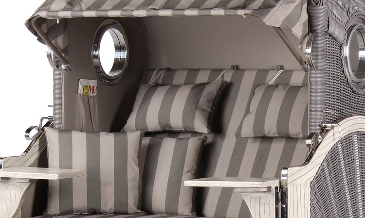 Strandkorb Rantum Mahagoni washed grey PE koboo grey Dessin 537