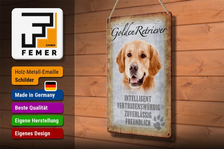 Blechschild Spruch 20x30cm Golden Retriever Hund Schild