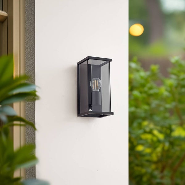Lucande Wandleuchte außen Annalea mit Bewegungsmelder (spritzwassergeschützt (Modern) in Schwarz aus Aluminium (1 flammig, E27) - Wandlampe für Außenwand/Hauswand Haus Terrasse und Balkon