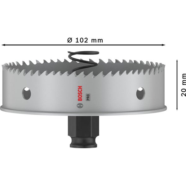 Lochsäge mit Durchmesser 102 Millimeter und 20 Millimeter Höhe