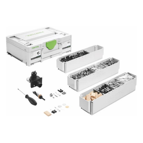 Festool DF 500 Q-Plus Dübelfräse 420 W 4 - 10 mm + Systainer ( 576413 ) + KV-SYS D8 DOMINO Verbinder Sortiment ( 576797 )