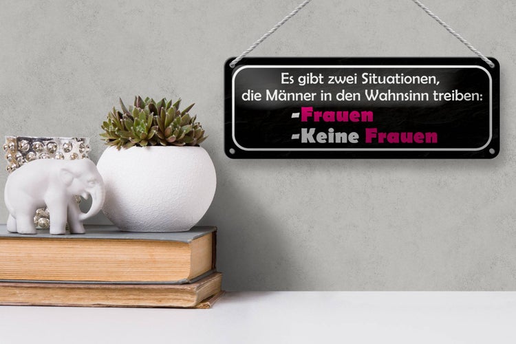 Blechschild Spruch 27x10cm Männer Wahnsinn Frauen keine Dekoration