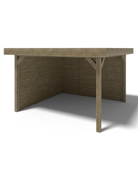 Quadratischer Terrassenpavillon aus Holz mit vier Standpfosten und verstärkenden Eckstreben für den Garten.