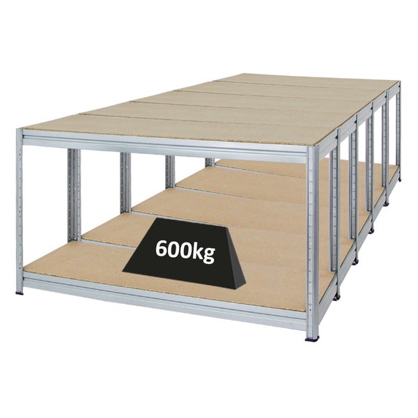 PROREGAL Mega Deal 5x Höhenverstellbare Werkbank Dino HxBxT 90 x 160 x 60 cm Traglast 600 kg Verzinkt