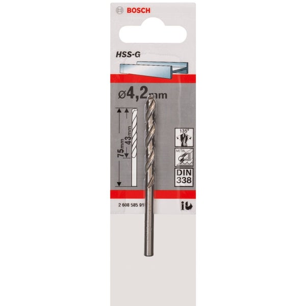 Bosch 1x Metallbohrer HSS-G DIN 338 4,2 x 43 x 75 mm - 2608585918