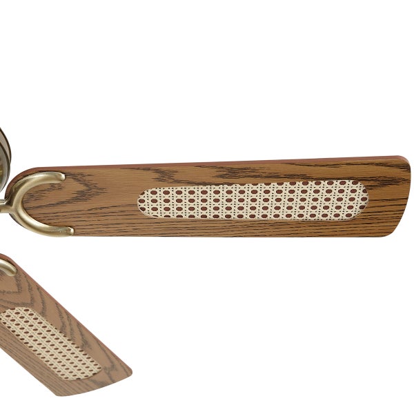 Deckenventilatorflügel mit Holzoptik und Rattan-Einsatz für Wohnräume