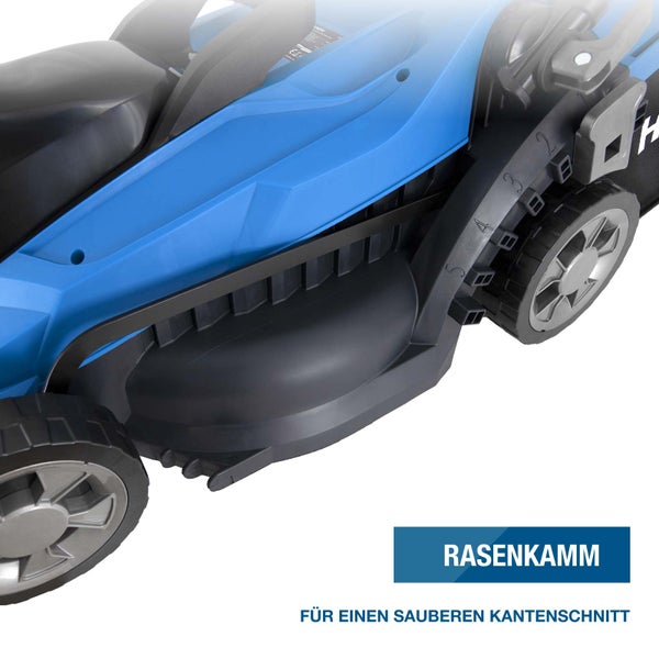 Rasenmäher mit Rasenkamm für einen sauberen Kantenschnitt