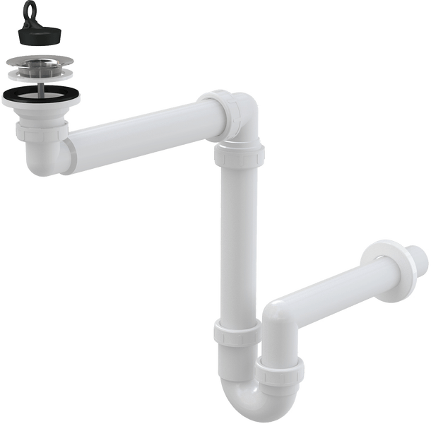 Siphon für Waschbecken mit Abflussventil und Stöpsel