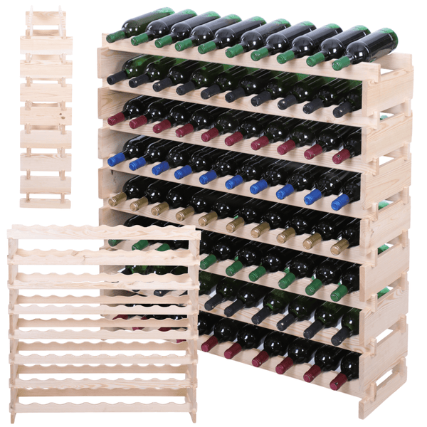 Weinregal VINOTECA FLEX PRO HxBxT 107x103x28cm 80 Flaschen auf 8 Ebenen Massives Kiefernholz Natur unbehandelt