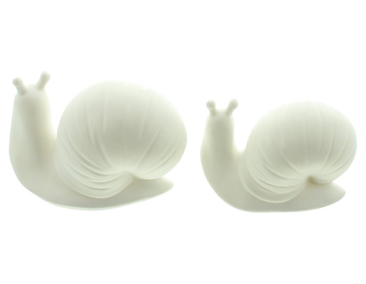 FRANK FLECHTWAREN | LED-Schnecke White, 2er Set, PORZELLAN, KUNSTSTOFF, 11,5 x 7 x 8,0 cm, 13,5 x 8 x 10 cm