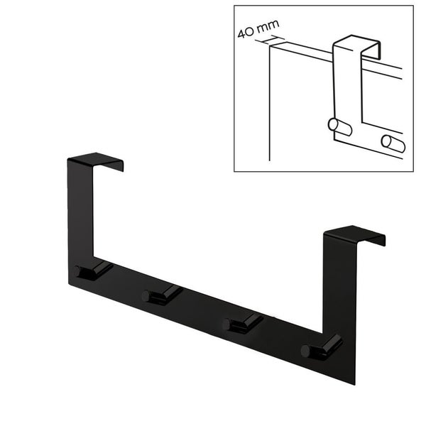 Türgarderobe mit 4 Haken – Mattschwarz