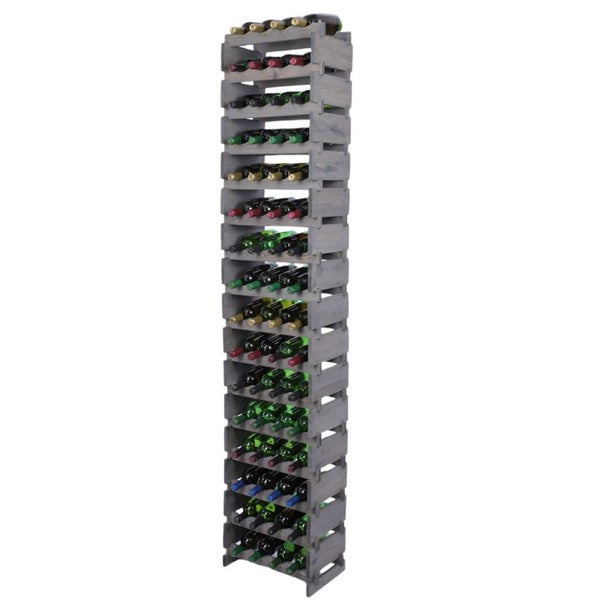 Weinregal VINOTECA FLEX PRO HxBxT 219x46x28cm 64 Flaschen auf 16 Ebenen Massives Kiefernholz Grau